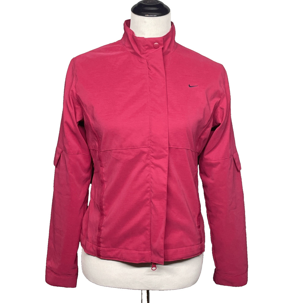 Nike Womens Small (4-6) Hot Pink Stand Collar Concealed Zip Jacket Athleisure